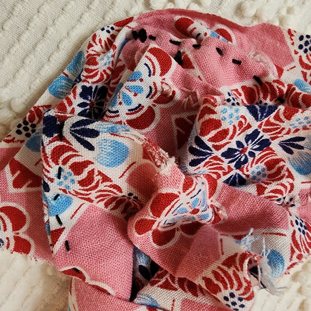 JABOT Slow Stitching 💞🩷🩷🩷BOW IN  FEEDSACK  TEXTILE NWT - Picture 7 of 16